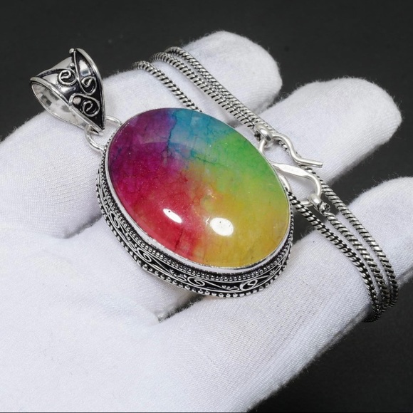 Solar Quartz Crystal Pendant  .925 Sterling Silver & Chain - Picture 3 of 3